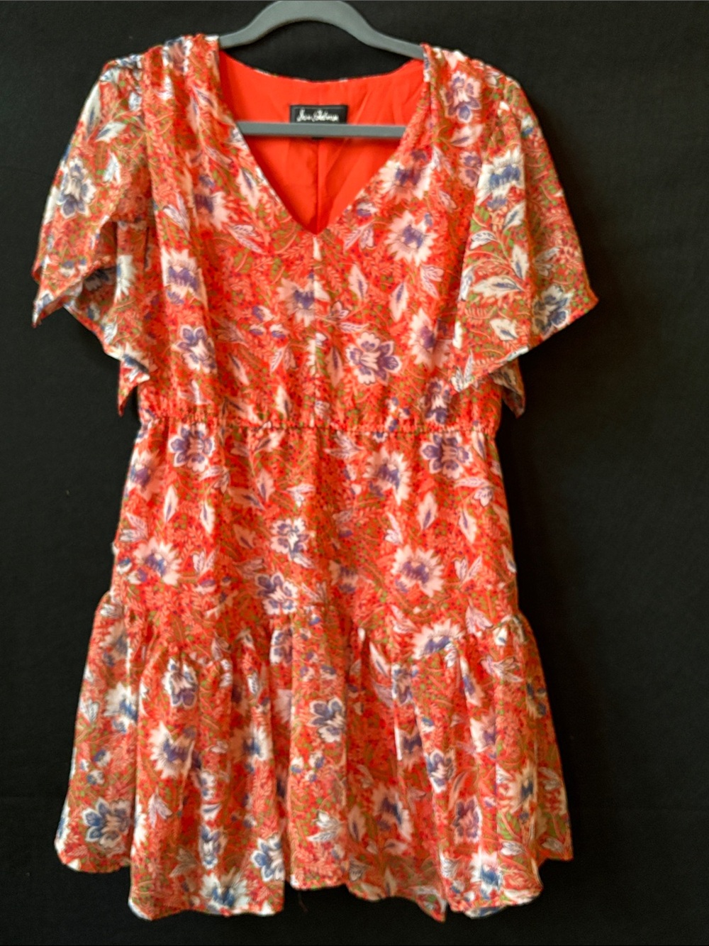 Sam Edelman Red Background with Floral Country Dress Size 8
